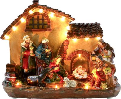 Decoration MagicHome Vianoce, polyresin, 16xLED warm white, 29 x 14 x 24 cm, battery operated