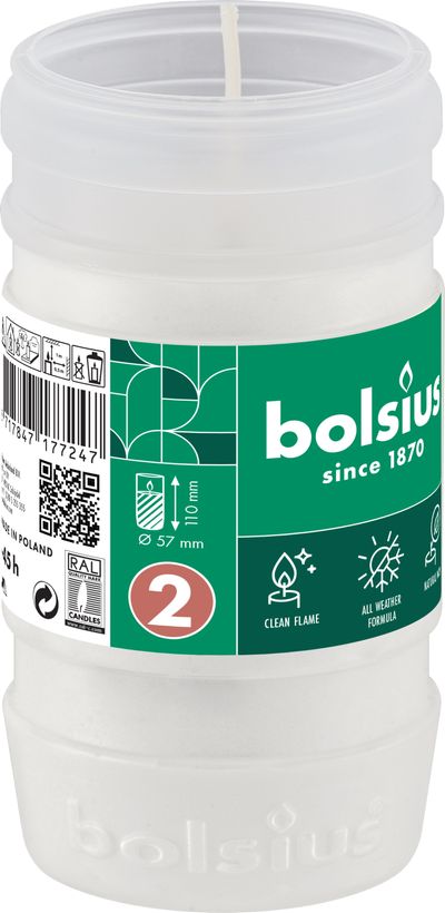 Refill Bolsius Gravelight RP2, 45 h, 142 g, 57x110 mm, for votive candle, paraffin