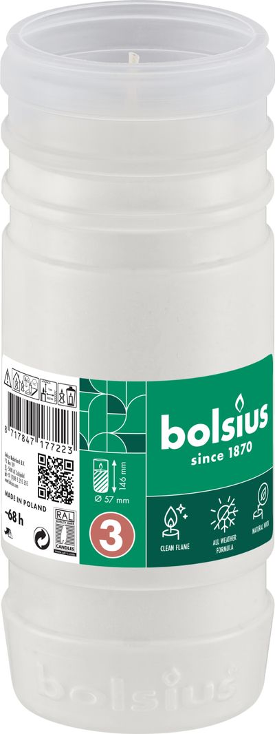 Refill Bolsius Gravelight RP3, 68 h, 208 g, 57x146 mm, for votive candle, paraffin