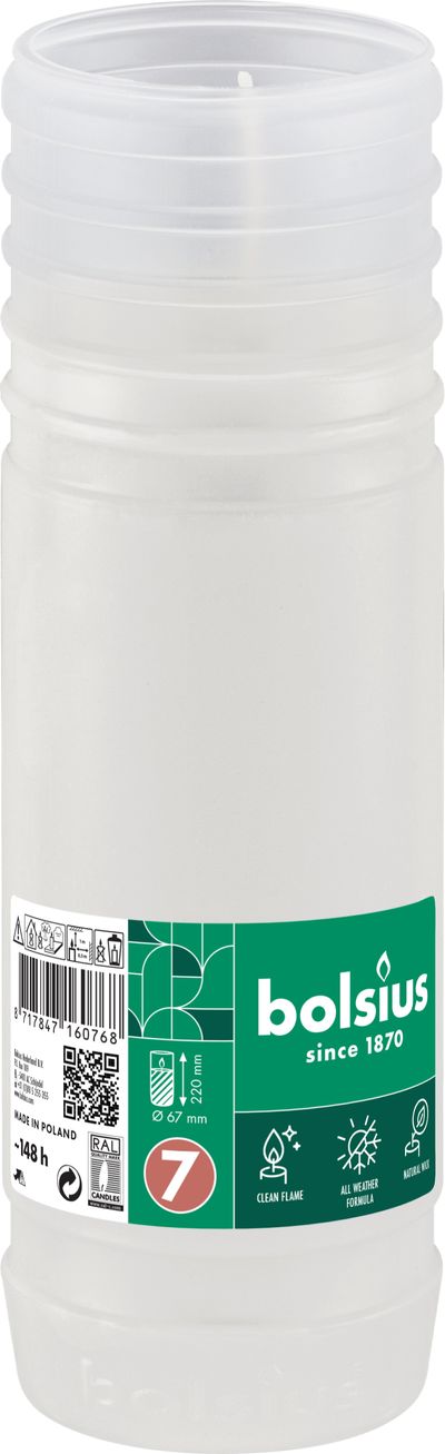 Refill Bolsius Gravelight RP7, 148 h, 504 g, 67x220 mm, for votive candle, paraffin