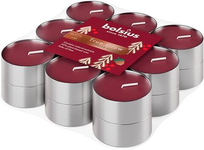 Gyertya Bolsius Starlight Téli fűszerek, karácsonyi, bordóvörös, mécses, 4 óra, csomag 18 db