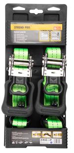 Tie-down strap Strend Pro, with ratchet, 30 mm, L-5 m, max. 800 kg, pack of 2 pcs