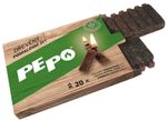 Gyújtós PE-PO®, 2 az 1-ben, fa, 20 db, gyufával és dörzsfelülettel, grillhez, kályhához, kandallóhoz