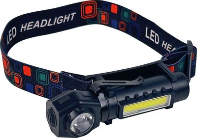 Fejlámpa Strend Pro XL0702, 110x34mm, 5W, XPE + COB 60 + 120 lm, 1200mAh, levehető fejjel
