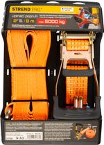 Tie-down strap Strend Pro, with ratchet, 50 mm, L-8 m, max. 5000 kg