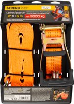 Tie-down strap Strend Pro, with ratchet, 50 mm, L-6 m, max. 5000 kg