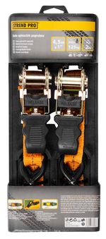 Tie-down strap Strend Pro, with ratchet, 25 mm, L-4.5 m, max. 500 kg, pack of 2 pcs