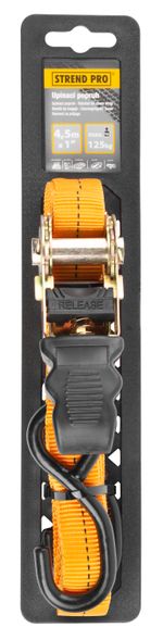 Tie-down strap Strend Pro, with ratchet, 25 mm, L-4.5 m, max. 500 kg