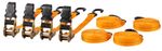 Tie-down strap Strend Pro, with ratchet, 25 mm, L-4.5 m, max. 500 kg, pack of 4 pcs