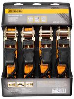 Tie-down strap Strend Pro, with ratchet, 25 mm, L-4.5 m, max. 500 kg, pack of 4 pcs