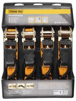 Tie-down strap Strend Pro, with ratchet, 25 mm, L-4.5 m, max. 500 kg, pack of 4 pcs