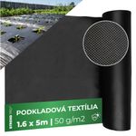 Garden fabric B1303, 1.6x5 m, non-woven, 50 g/m, 3% UV, black