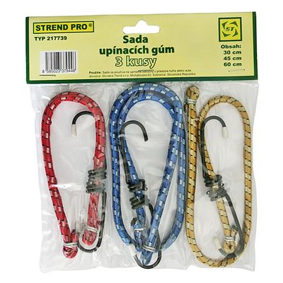 Rögzítőgumi Strend Pro LB349, 8 mm, 1x 30-45-60 cm, acél kampókkal