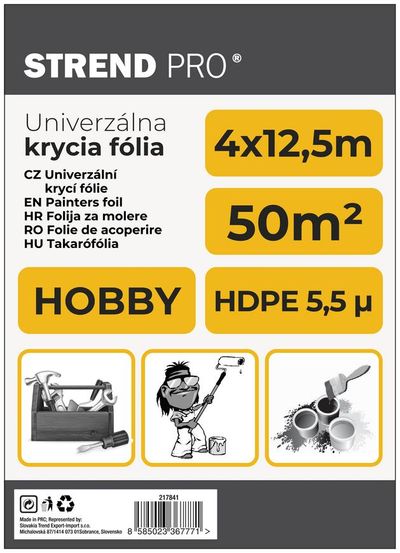 Takarófólia Strend Pro Hobby, festő, 4x12,5 m, 5,5µ, takaró