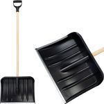 Snow Pusher Snowman M1, 435x330 mm, PVC, with metal edge, wooden D-handle