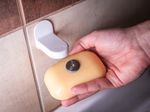 Soap holder, magnetic, self-adhesive, plastic