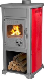 Stove Bella Thalia, red, 5.4 kW, cast iron/fireclay