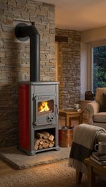 Stove Bella Thalia, red, 5.4 kW, cast iron/fireclay