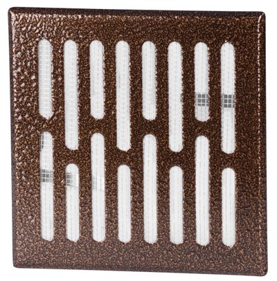 Steel air grating Awenta 168/140mm, brown, with net