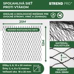 Net Strend Pro, 12x25 m, mesh 25 mm, anti-bird, PE