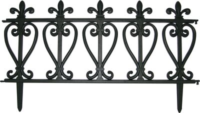 Garden fence Strend Pro F0419, 57x32.5 cm, 225 cm/set, 4 pcs, plastic, black