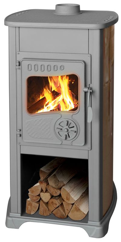 Stove Bella Thalia, brown, 10 kW, 120 cm, cast iron/chamotte