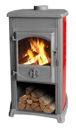 Stove Thalia Grande, red, 12 kW, 120 cm, cast iron/chamotte
