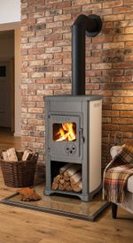 Stove Bella Thalia, beige, 5.4 kW, 102 cm, cast iron/fireclay
