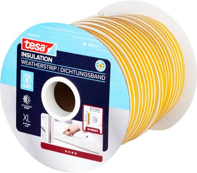 Seal tesamoll® D profile, 9 mm, brown, L-100 m, for windows and doors, brown