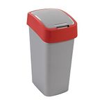 Bin Curver® FLIP BIN, 25 L, grey-silver/red, for waste