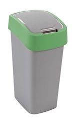 Bin Curver® FLIP BIN, 45 L, grey-silver/green, for waste