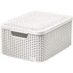 Kosár Curver® STYLE2 LID M, krémszínű, fedéllel, 42x29x19 cm