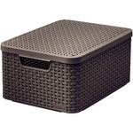 Basket Curver® STYLE2 LID M, with lid, dark brown, 38x29x17 cm