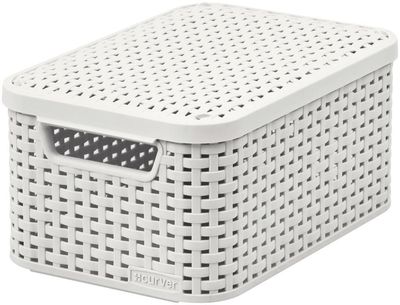 Kosár Curver® STYLE2 LID S, krémszínű, fedéllel, 29x20x14 cm