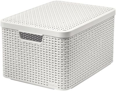 Kosár Curver® STYLE2 LID L, krémszínű, fedéllel, 45x25x33 cm