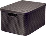 Basket Curver® STYLE2 LID L, with lid, dark brown, 45x25x33 cm