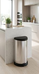 Szemetes Curver® DECO BIN, 40 literes, ezüst/fekete, pedállal