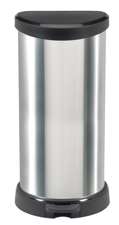 Szemetes Curver® DECO BIN, 40 literes, ezüst/fekete, pedállal
