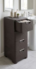 Komoda Curver® STYLE 4x šuflik, tmavohnedá, 33x79x38 cm