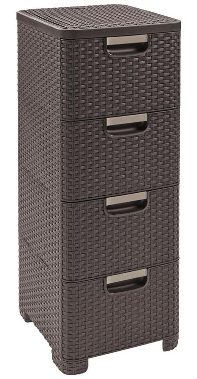 Chest of Drawers Curver® STYLE, 4x drawer, dark brown, 33x79x38 cm