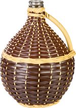 Demijohn Strend Pro Cada Wilo, 10 liter, glass, for wine and spirits, wicker-covered, MIX colors