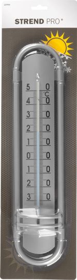 Hőmérő Strend Pro TM-180 Borderer, kültéri, ablakra, 380x88x35 mm, alumínium megjelenésű, műanyag