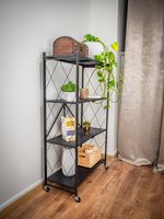 Racks RAW4T, fémállvány, 4 polc, 127 x 72 x 34 cm, max. 50 kg/polc, hordozható