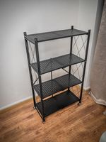Regál MagicHome, kovový, 4 police, 1270x720x340 mm, max. 50 kg/polica, prenosný, na kolieskach