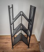 Regál MagicHome, kovový, 4 police, 1270x720x340 mm, max. 50 kg/polica, prenosný, na kolieskach