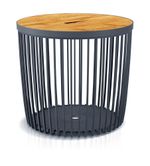 Asztal Clubo, fedéllel, 450x410 mm, 2az1-ben, univerzális kosár, bambusz fedél, 50 liter, antracit