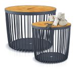 Table Clubo, with lid, 450x410 mm, 2-in-1, universal basket, bamboo lid, 50 L, anthracite
