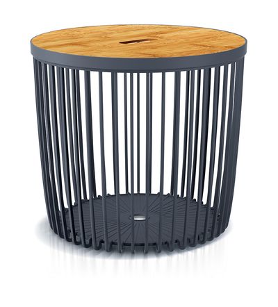 Table Clubo, with lid, 450x410 mm, 2-in-1, universal basket, bamboo lid, 50 L, anthracite