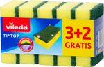 Szivacs Vileda Tip Top, edénymosó szivacs, 3+2 db-os csomag