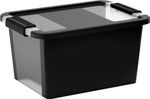 Box fedővel KIS Bi-Box S, 11 liter, fekete, 26x36,5x19 cm